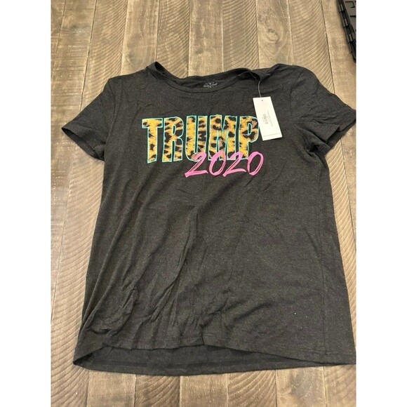 Crazy Train Womens Medium Gray "TRUMP 2020" Logo Short Sleeve Tee Shirt‎ - Picture 1 of 3